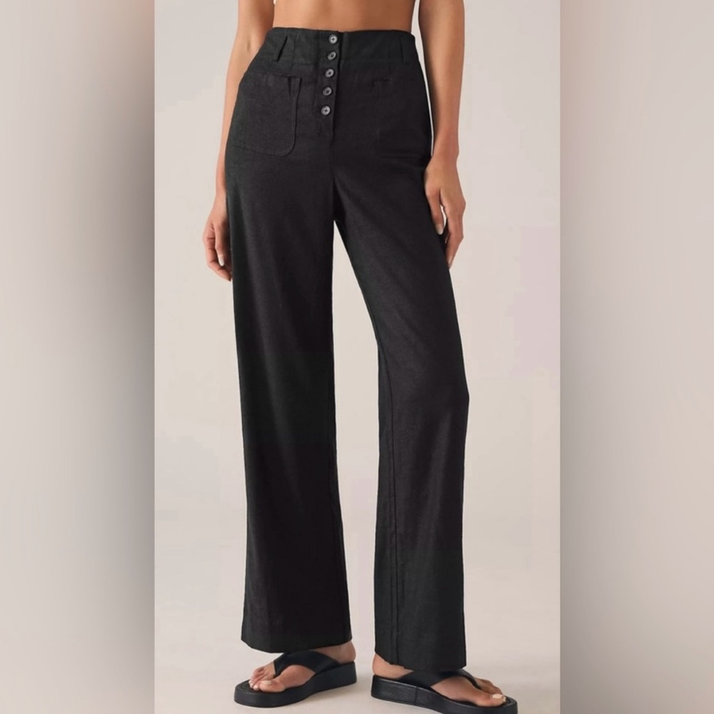 TwentySixHundred Linen Blend Wide / Straight Leg Pants – Black – Size 2 – NWT